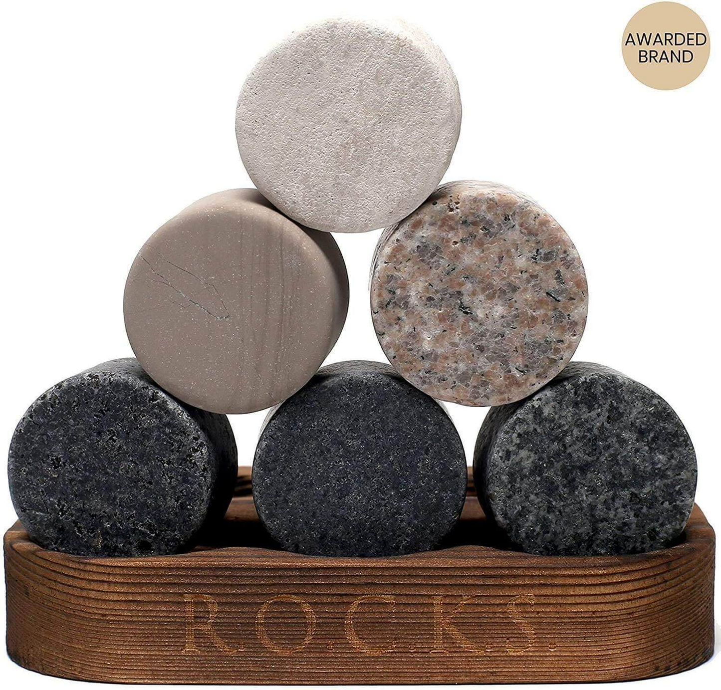 Whiskey Stones & Crystal Nosing Tasting Glass Gift Set - Handcrafted Granite Chilling Stones & Premium Crystal Glass