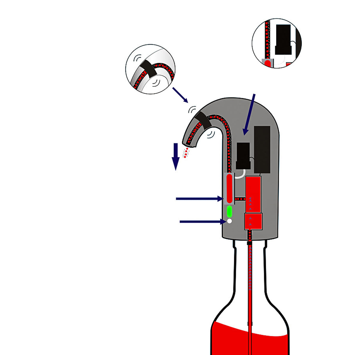 Wine On Tap Wine Oxygenator for Smoother Taste - Effortlessly Enhance Your Wine-Tasting Experience