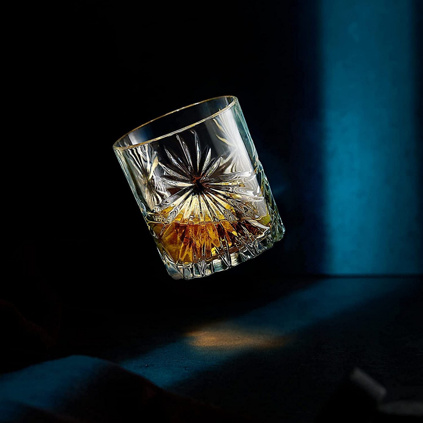 Premium Whiskey Stones & Crystal Glass Gift Set - Soleil Tumbler (11.7oz) - Perfect for Whiskey Lovers