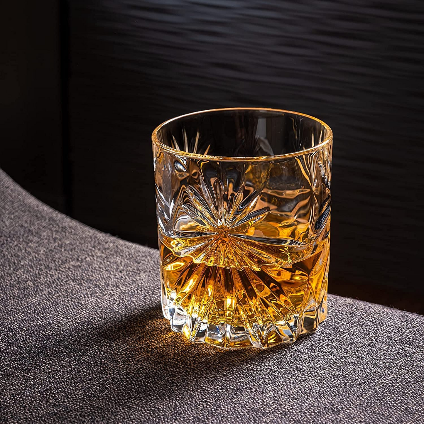 Premium Whiskey Stones & Crystal Glass Gift Set - Soleil Tumbler (11.7oz) - Perfect for Whiskey Lovers