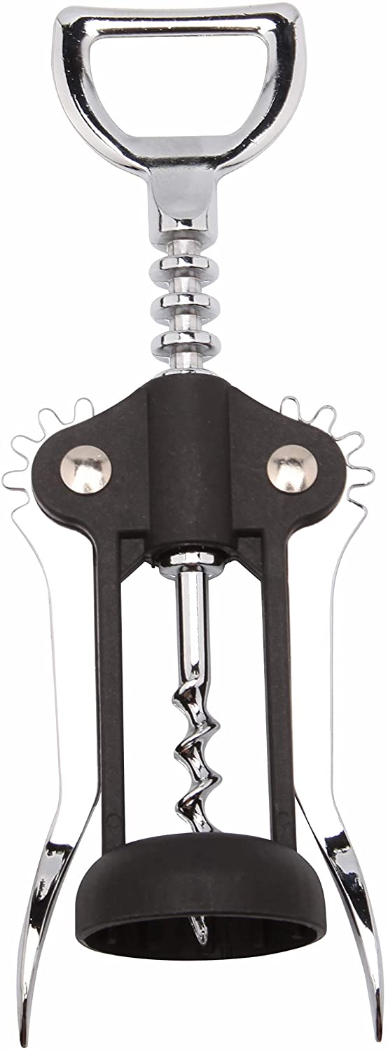 Wing Corkscrew Black Wine Opener - Ergonomic, Stainless Steel, Durable