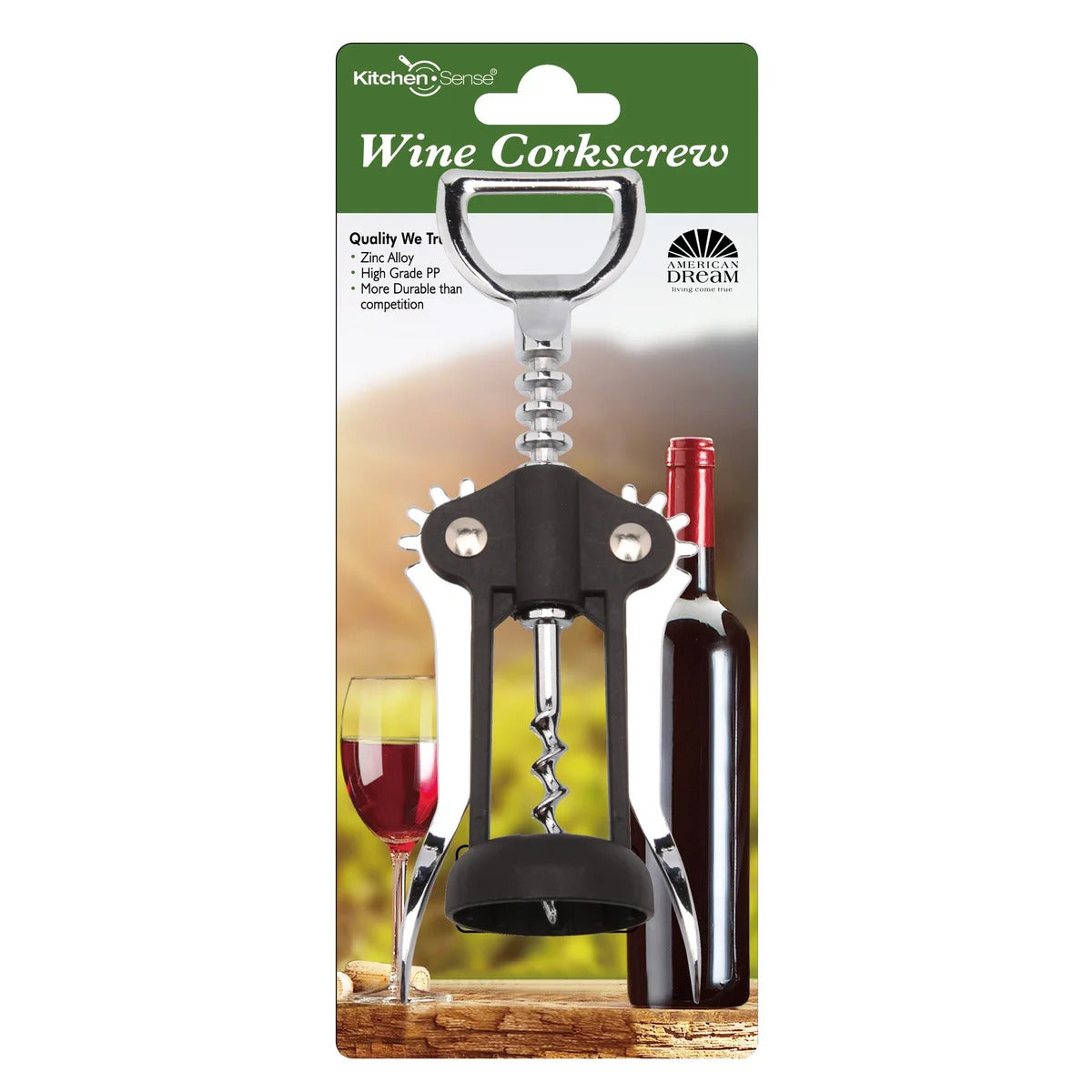 Wing Corkscrew Black Wine Opener - Ergonomic, Stainless Steel, Durable