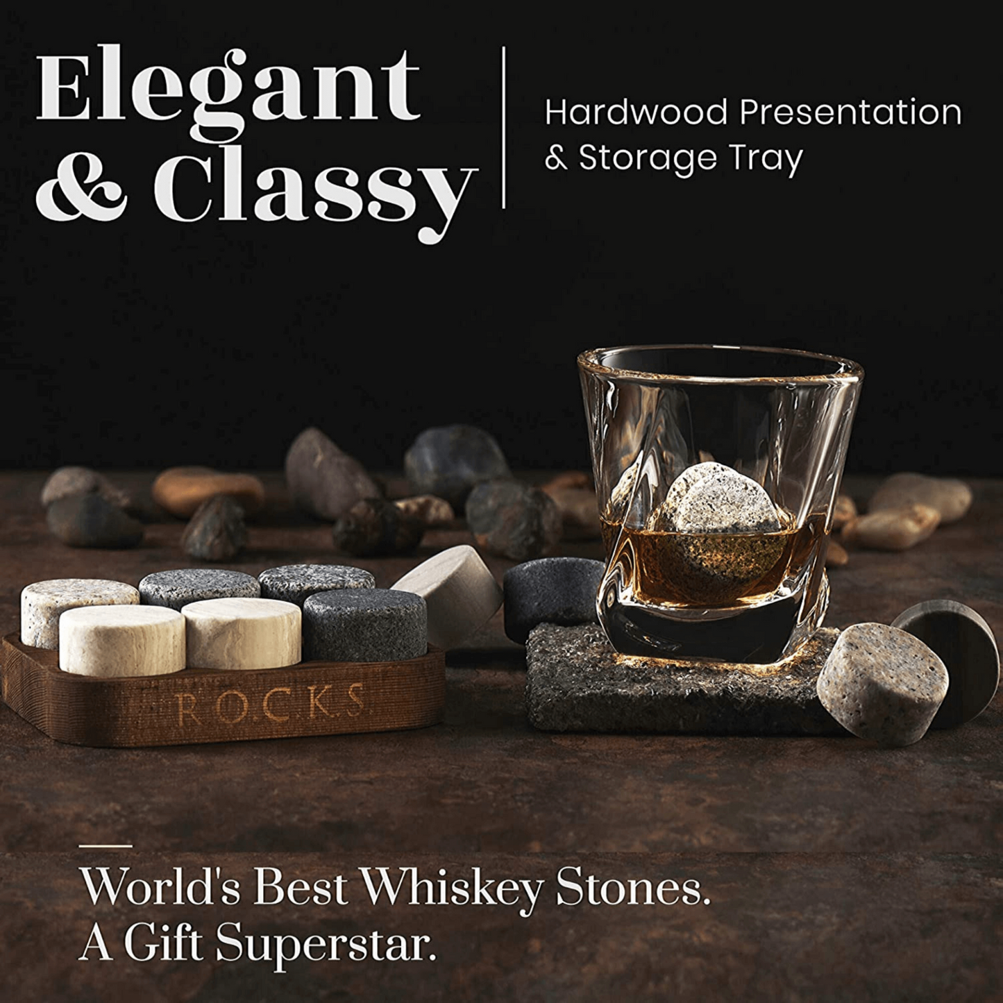 Whiskey Stones & Kentucky Bourbon Barrel Aged Coffee Tasting Gift Set - Perfect for Whiskey and Coffee Lovers