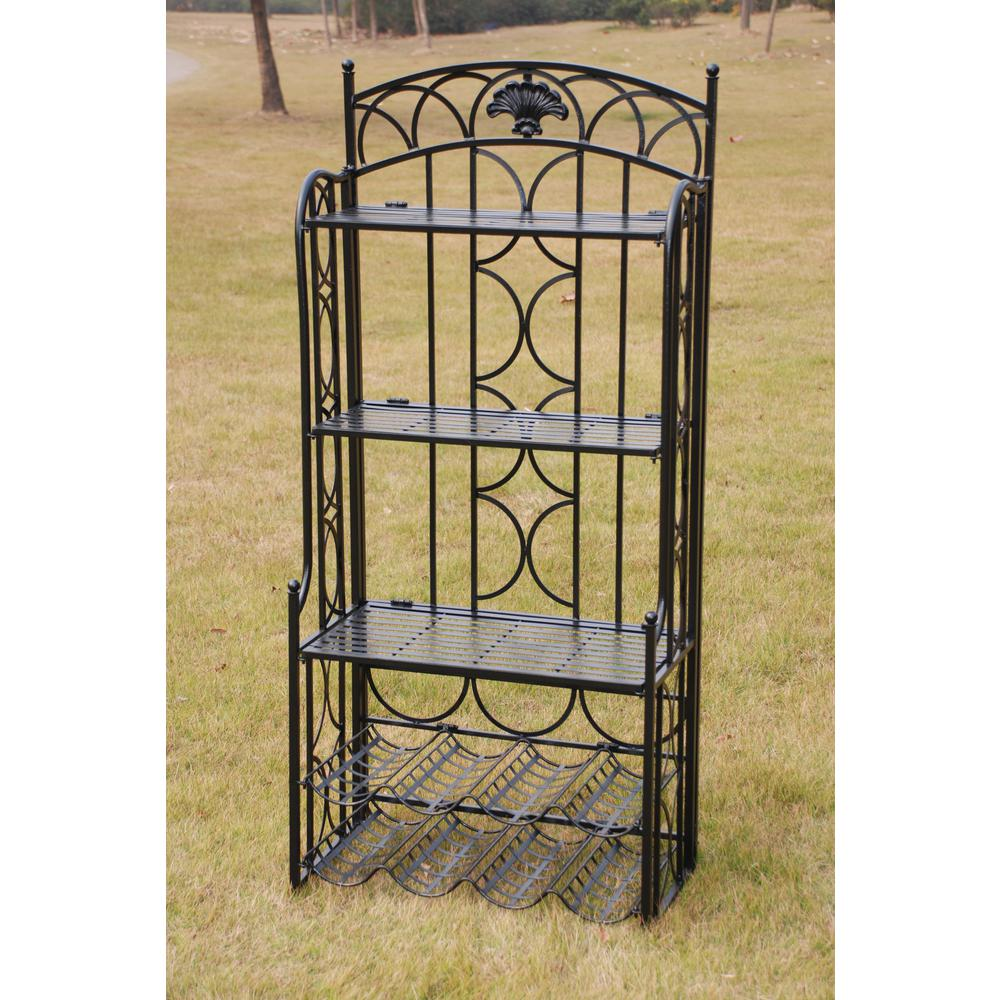 Elegant Iron 5-Tier Baker's Rack with Wine Storage | Durable & Stylish