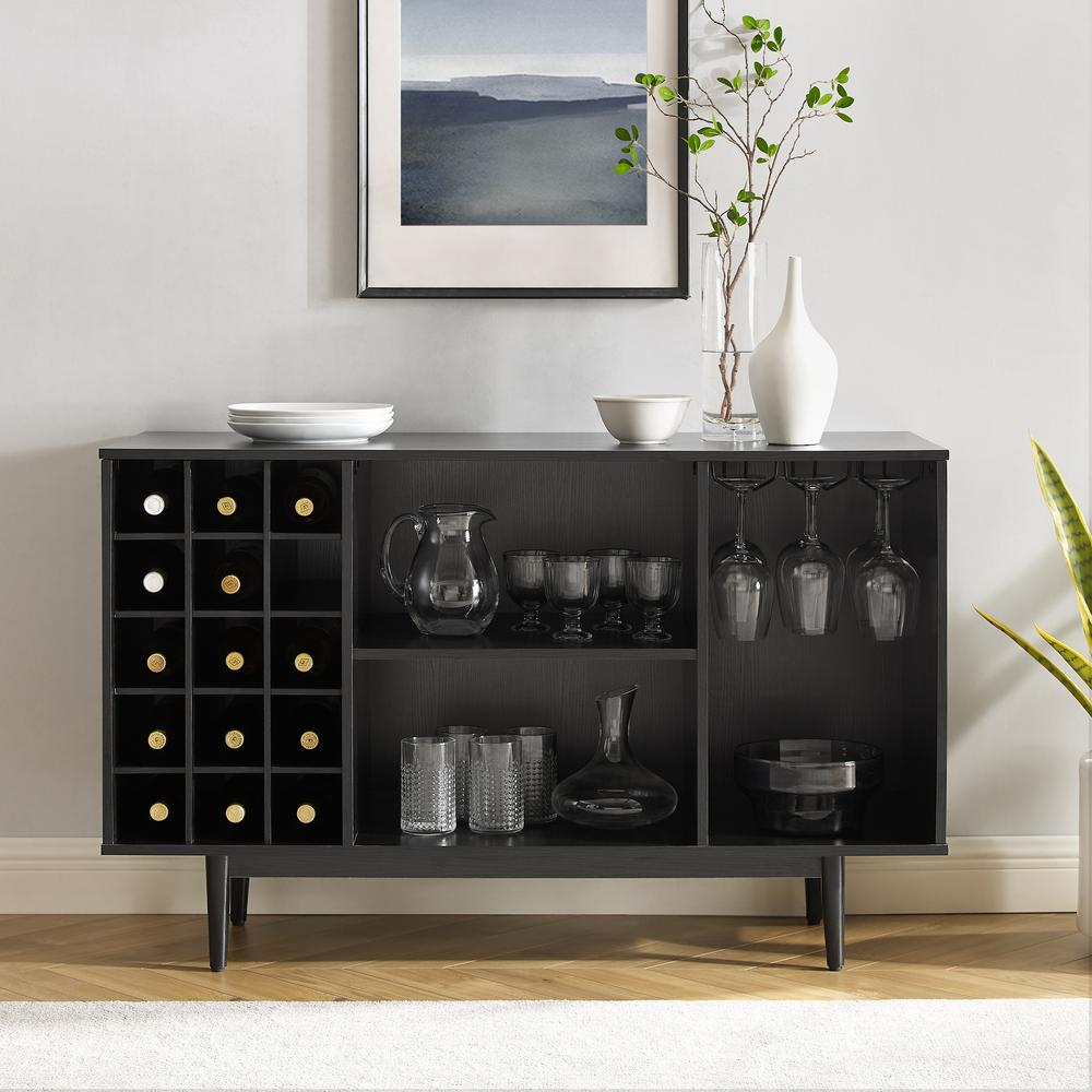 Liam Wine Storage Sideboard Black - Mid-Century Style, 15-Bottle Wine Rack, Perfect for Modern Wine Lovers