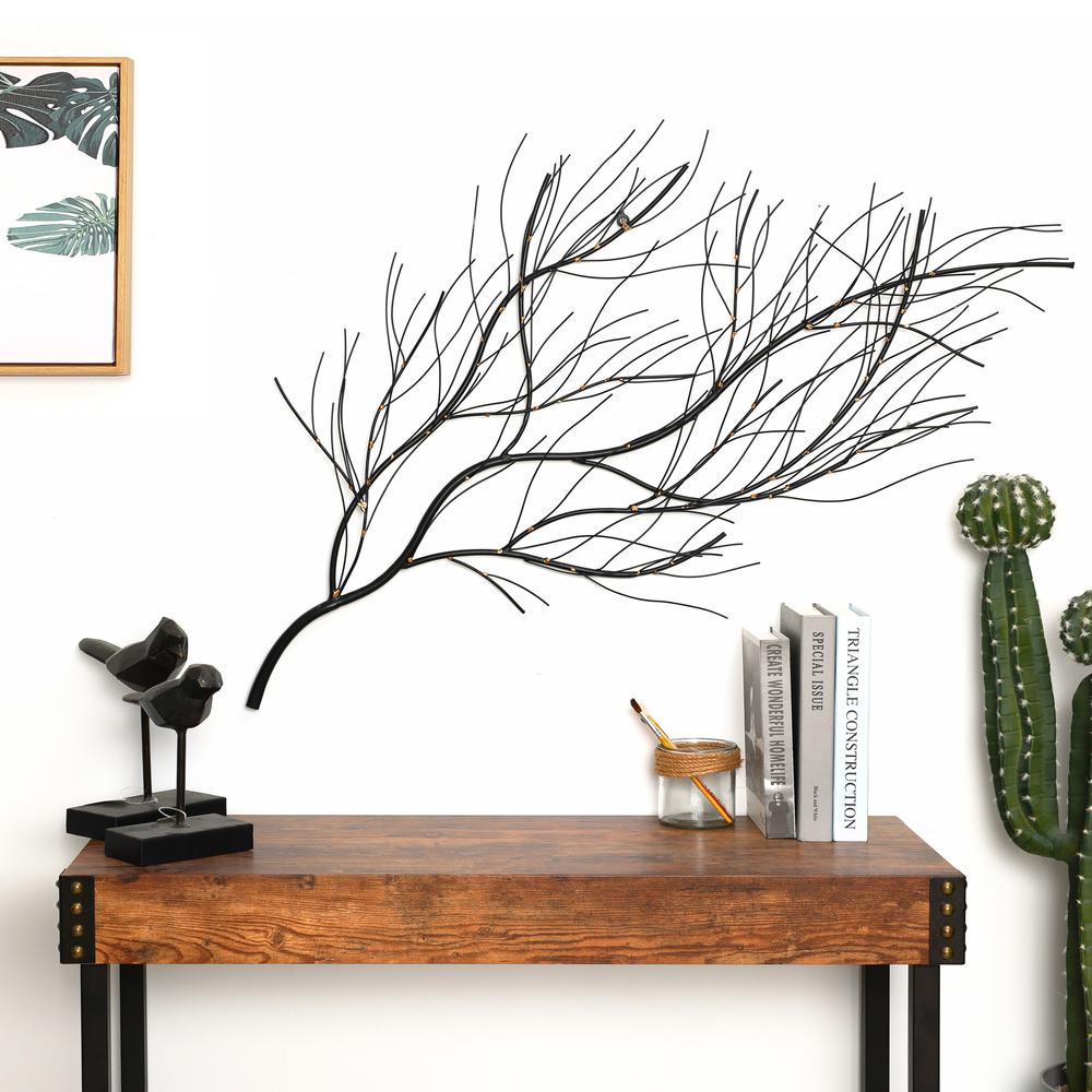 Black with Gold Metal Branch Wall Decor