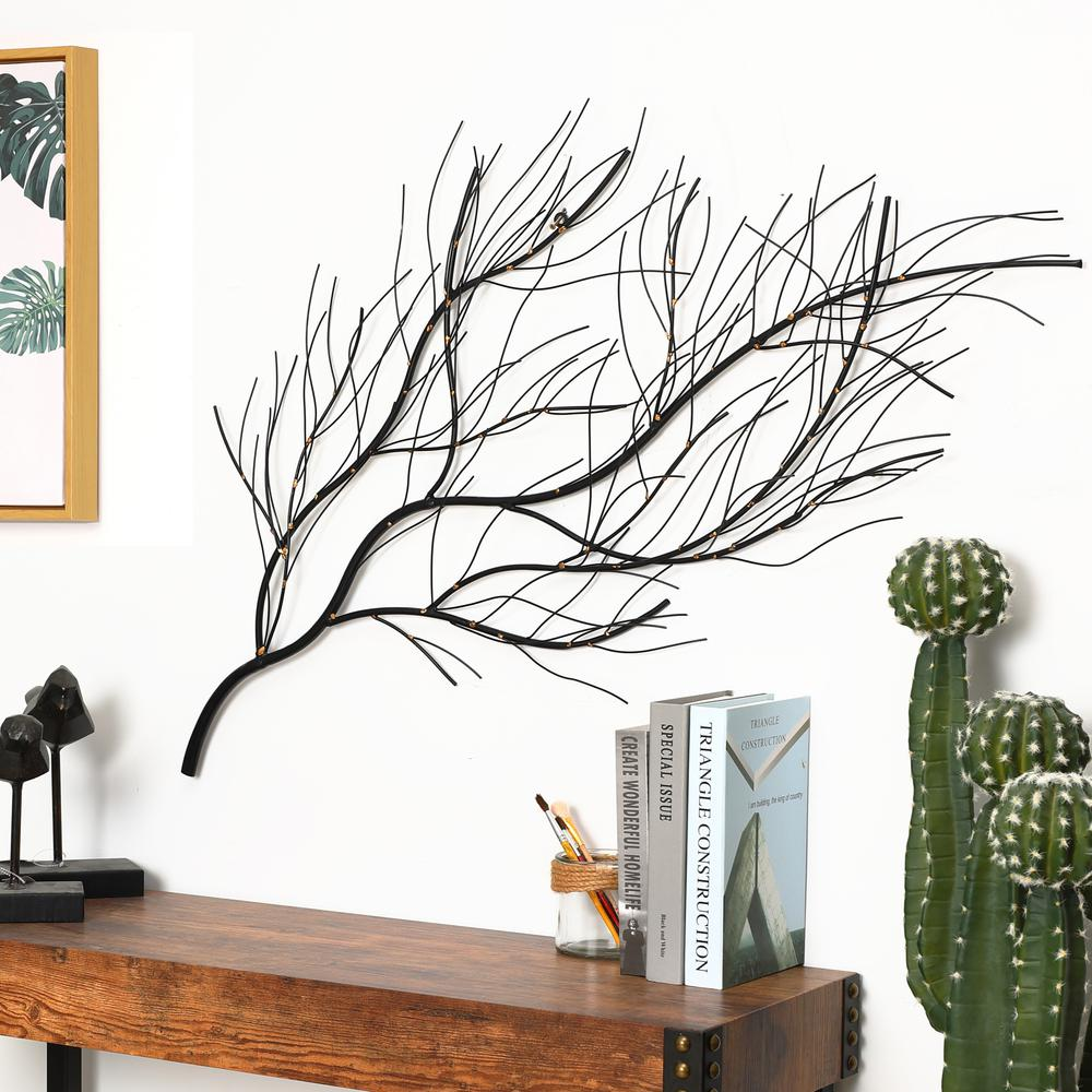 Black with Gold Metal Branch Wall Decor