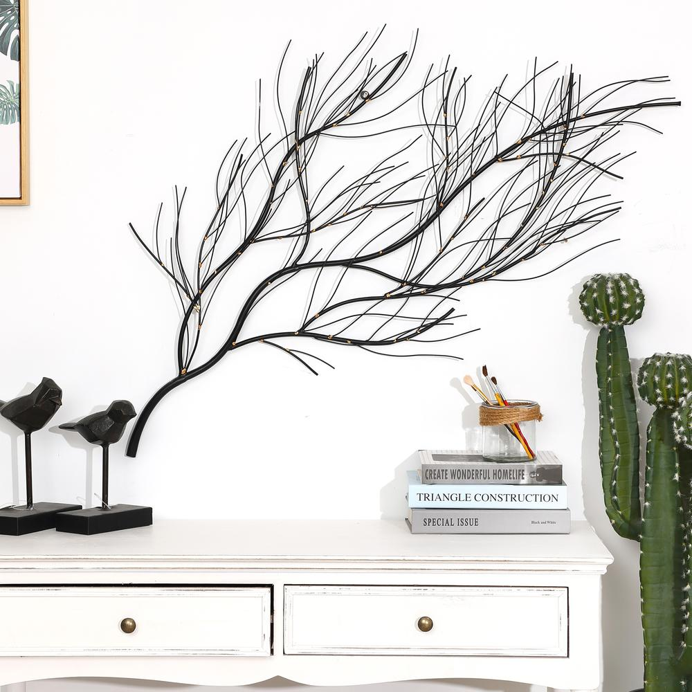 Black with Gold Metal Branch Wall Decor