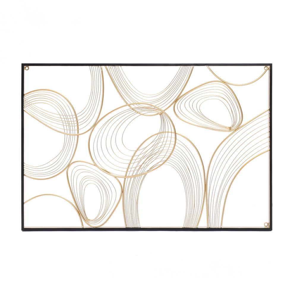 Gold and Black Abstract Metal Rectangular Metal Wall Decor