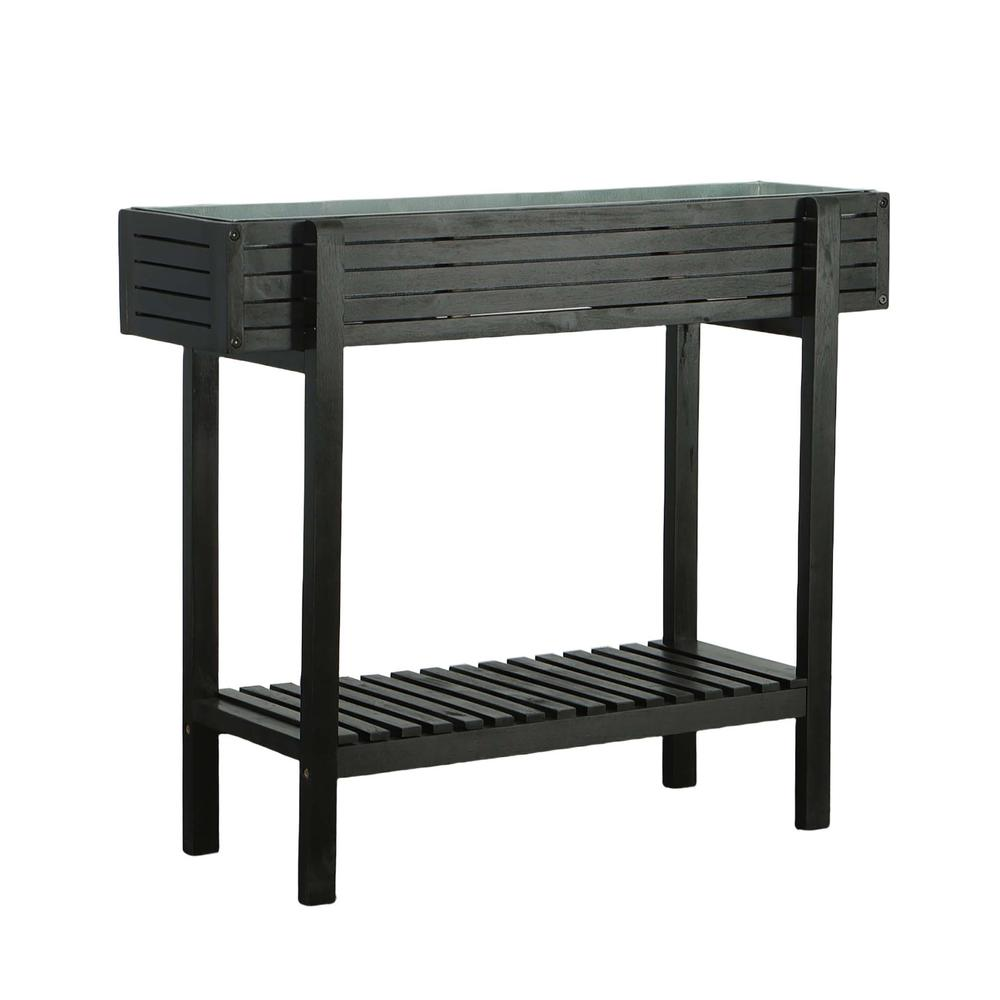 30" Herb Planter Black, Black - Modern Wood Planter for Patio Gardening