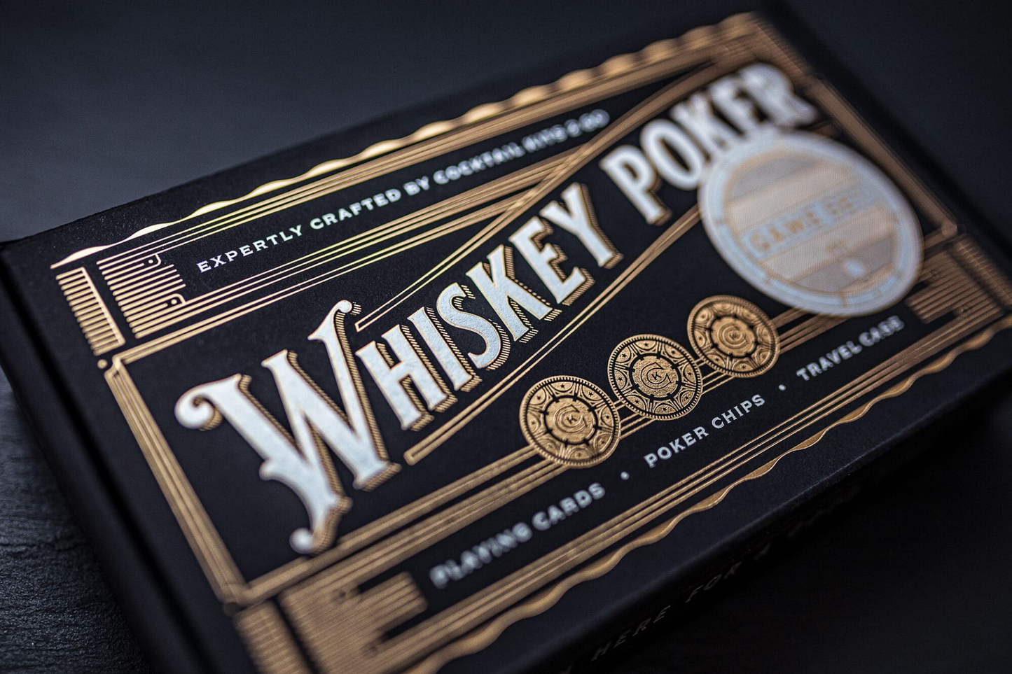 Whiskey Poker Game Set - Premium Travel Pack with Poker Chips and Whiskey Poker Cards