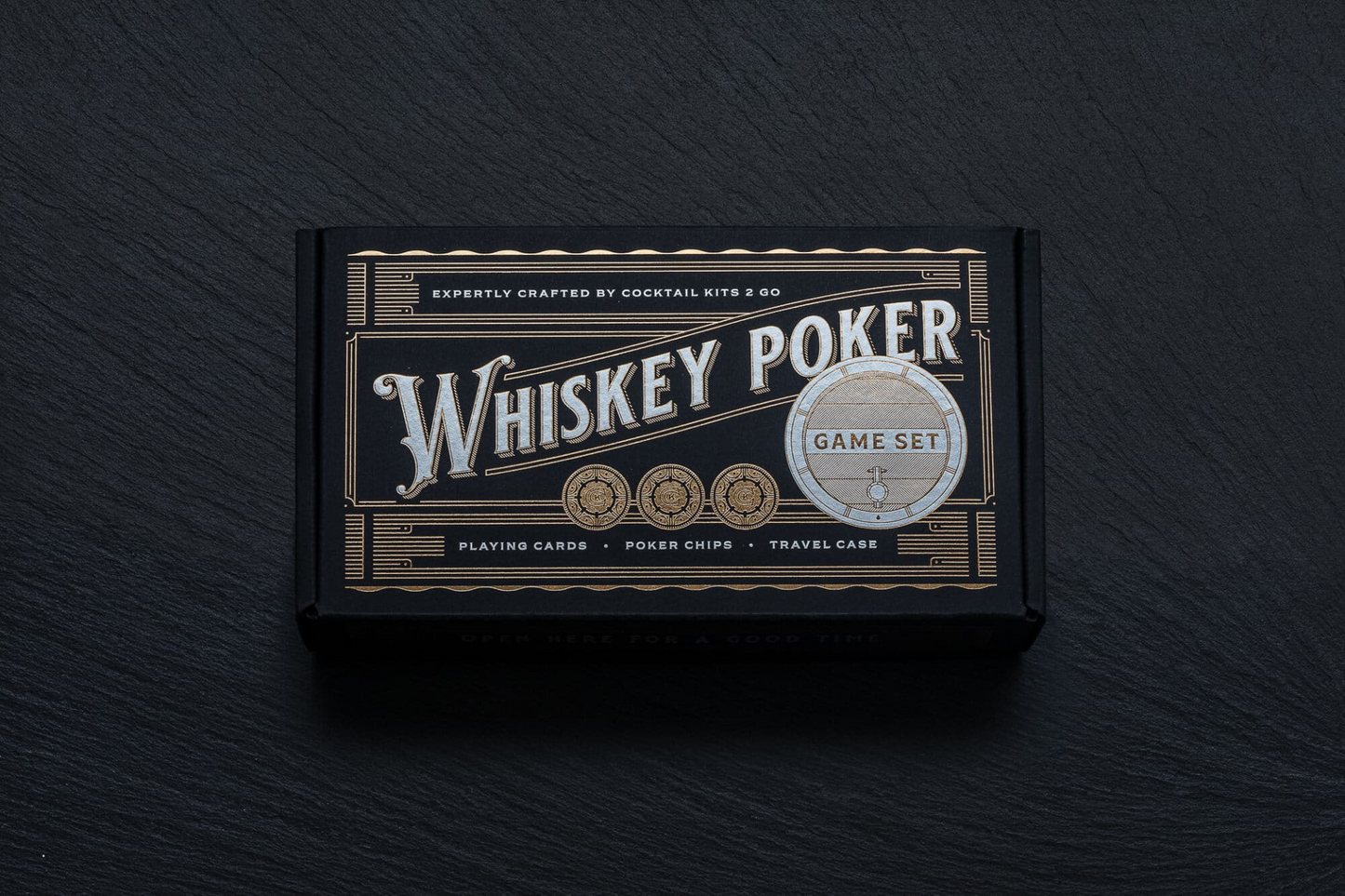 Whiskey Poker Game Set - Premium Travel Pack with Poker Chips and Whiskey Poker Cards