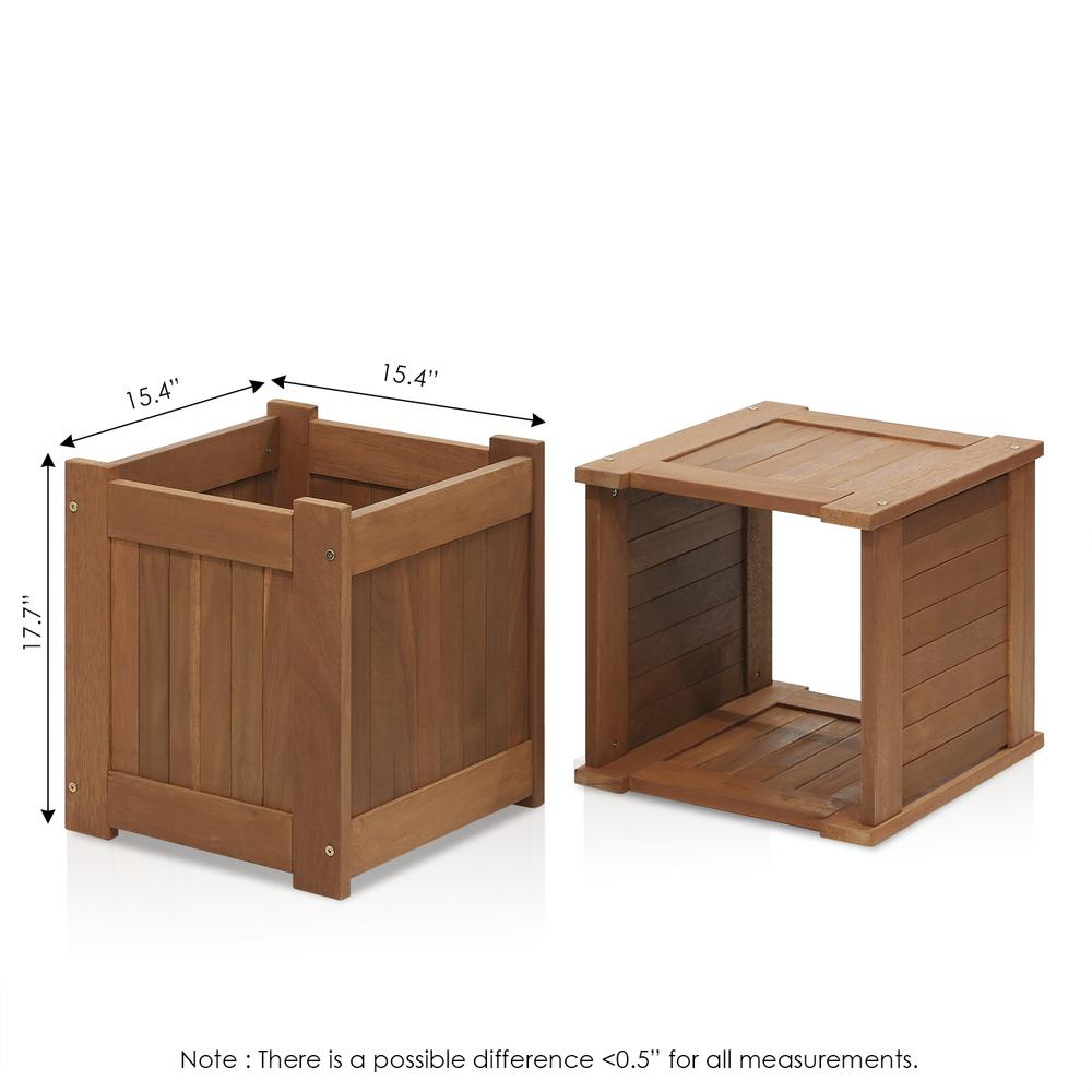 Furinno Tioman Hardwood Flower Box in Teak Oil - Pack of 2 | Ideal for Patio & Garden