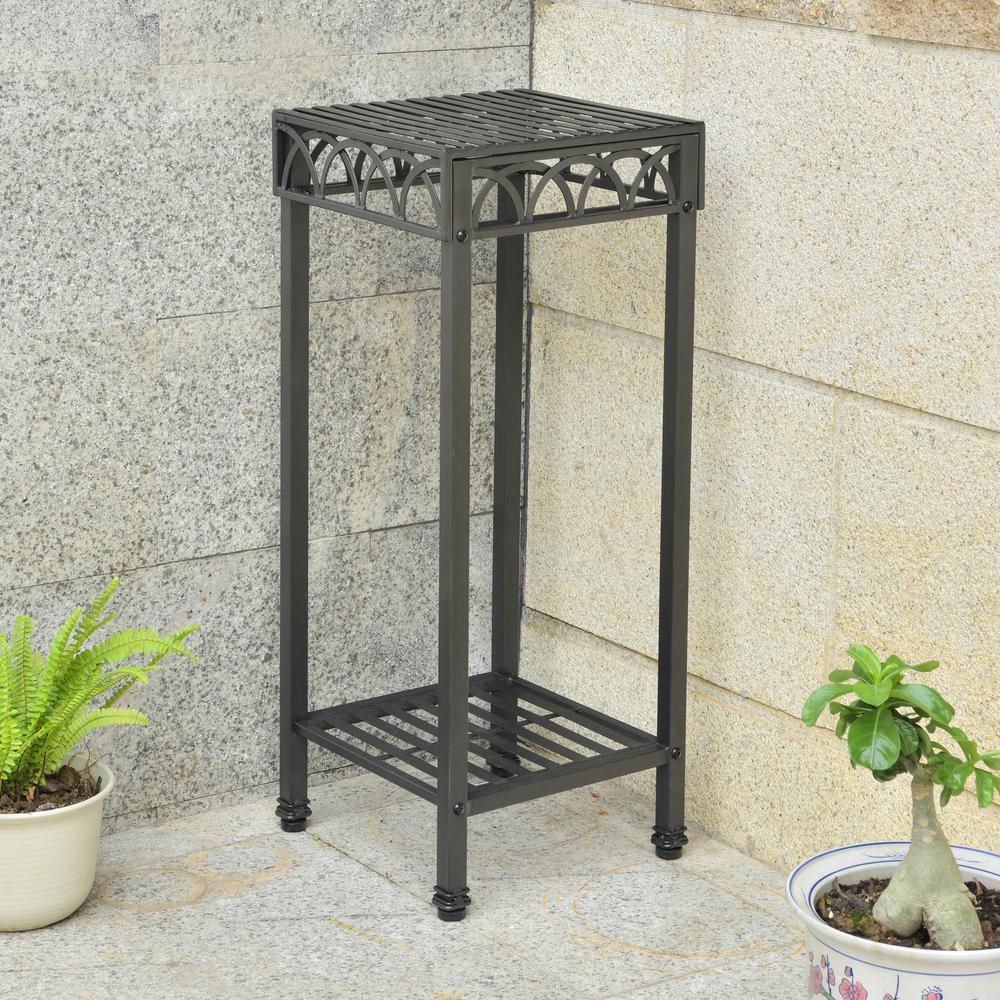 Segovia Iron 14-inch Square Plant Stand - Classic Elegance for Your Patio