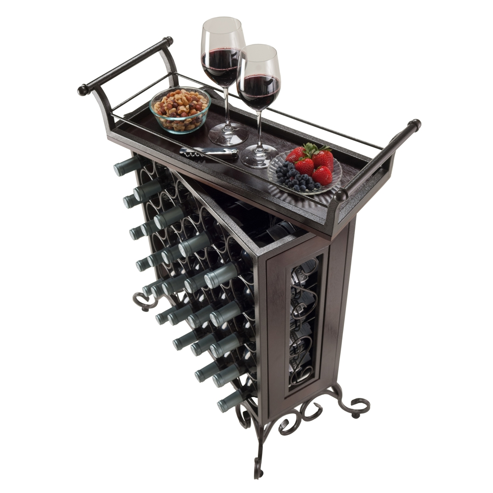 Silvano Wine Rack 5x5 with Removable Tray, Dark Bronze – Elegant 25 Bottle Storage