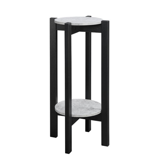 Newport Deluxe 2 Tier Plant Stand - Modern & Stylish Indoor Plant Display, Faux Cement Finish, Sturdy Black Legs, Easy Assembly