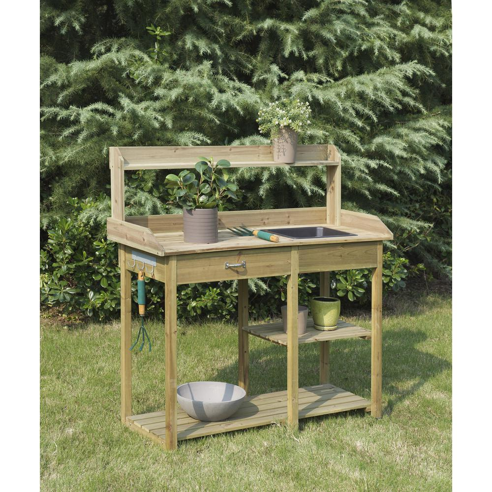 Deluxe Potting Bench with Drawer and Shelves - Durable, Ergonomic, and Functional Gardening Workspace