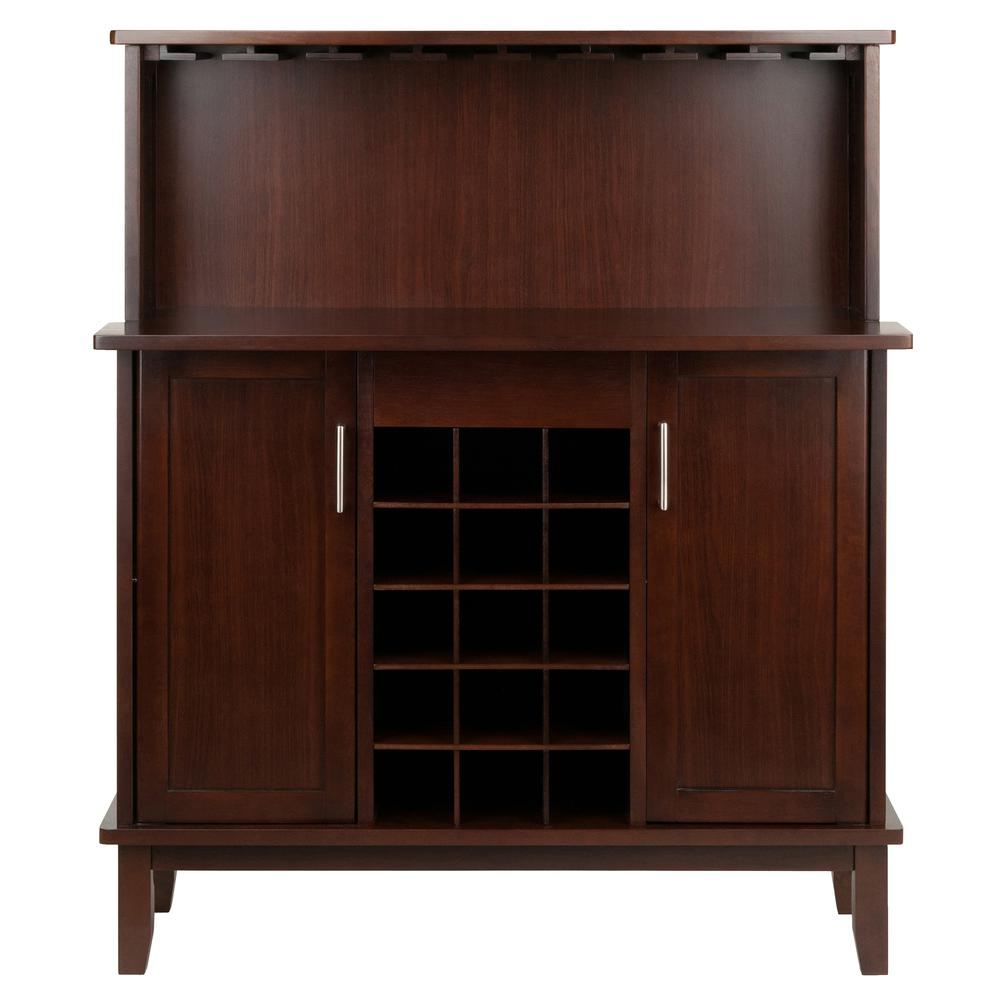 Beynac Wine Bar Cappuccino - Elegant Home Bar with Stemware Rack & Wine Storage