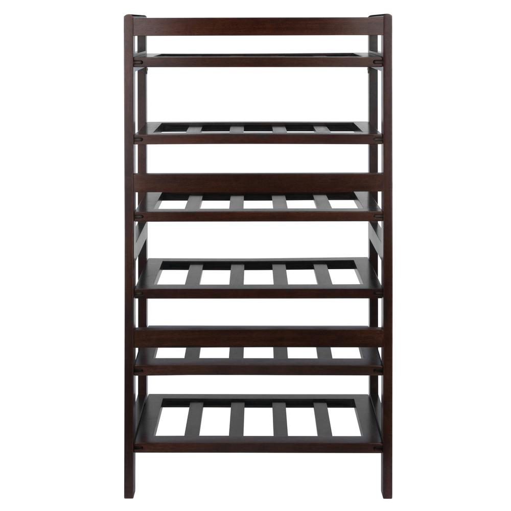 Silvi Wine Rack for 30 Bottles - 6-Tier Solid & Composite Wood in Walnut Finish