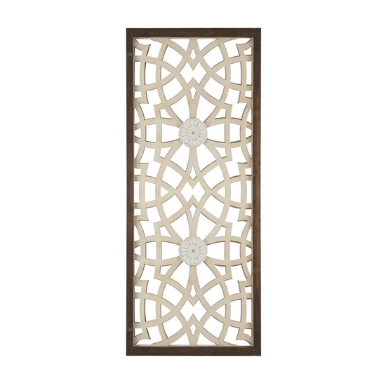 Two-tone Geometric Wall Decor - Farmhouse Style Carved Fretwork Design