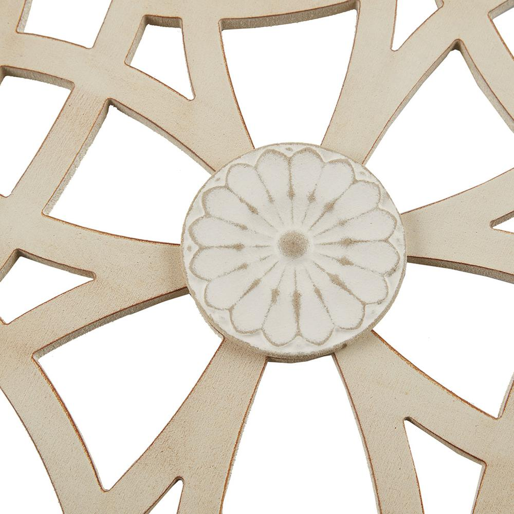 Two-tone Geometric Wall Decor - Farmhouse Style Carved Fretwork Design