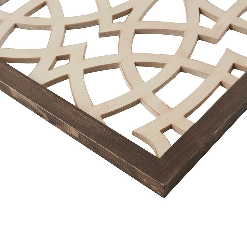 Two-tone Geometric Wall Decor - Farmhouse Style Carved Fretwork Design