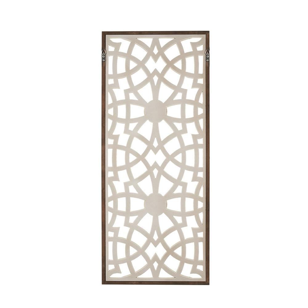 Two-tone Geometric Wall Decor - Farmhouse Style Carved Fretwork Design