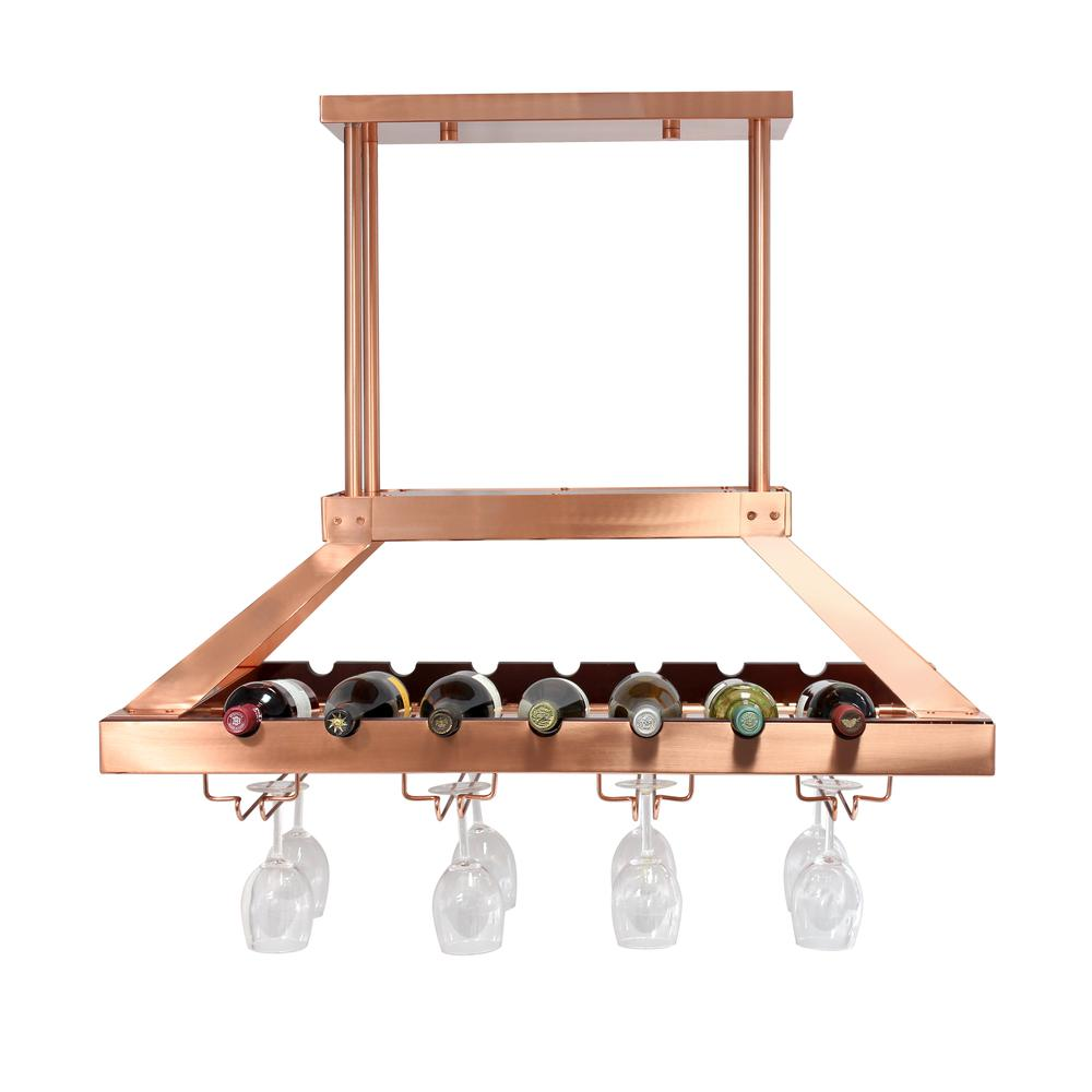 Elegant Designs 2 Light LED Overhead Wine Rack, Copper