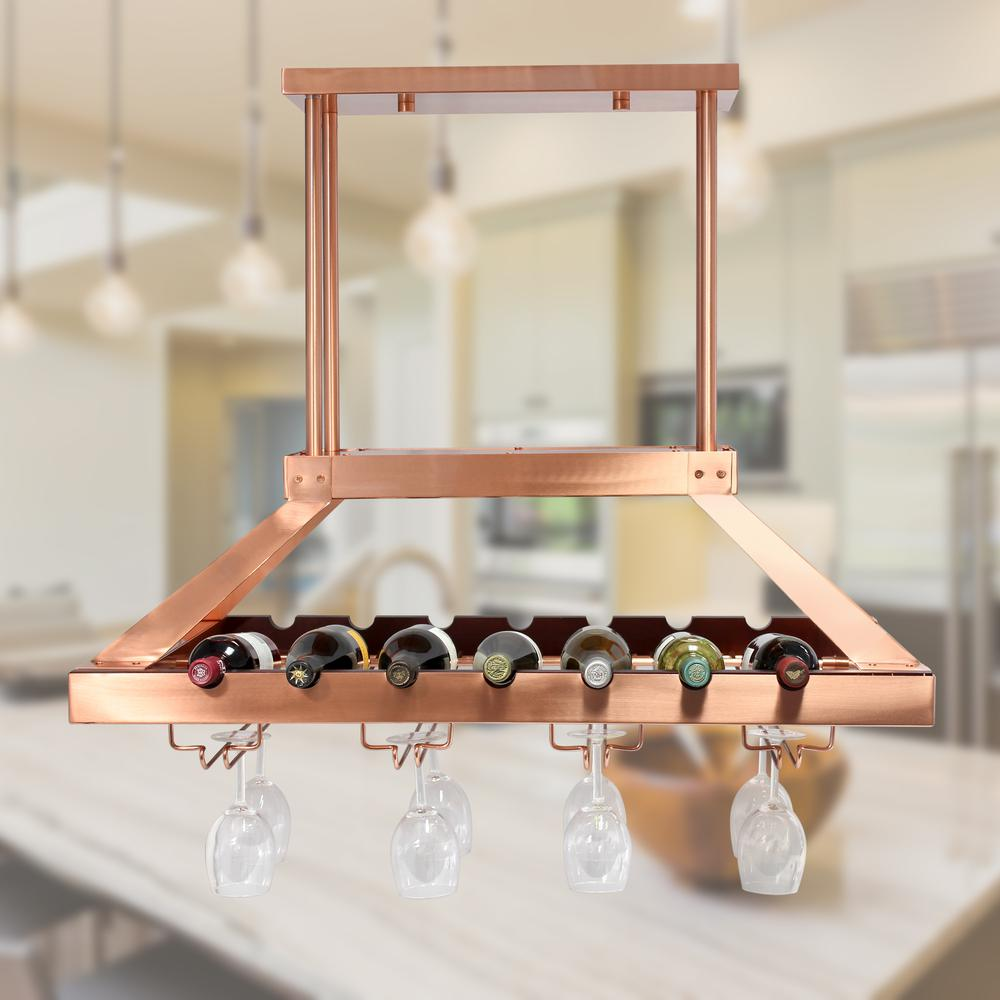 Elegant Designs 2 Light LED Overhead Wine Rack, Copper