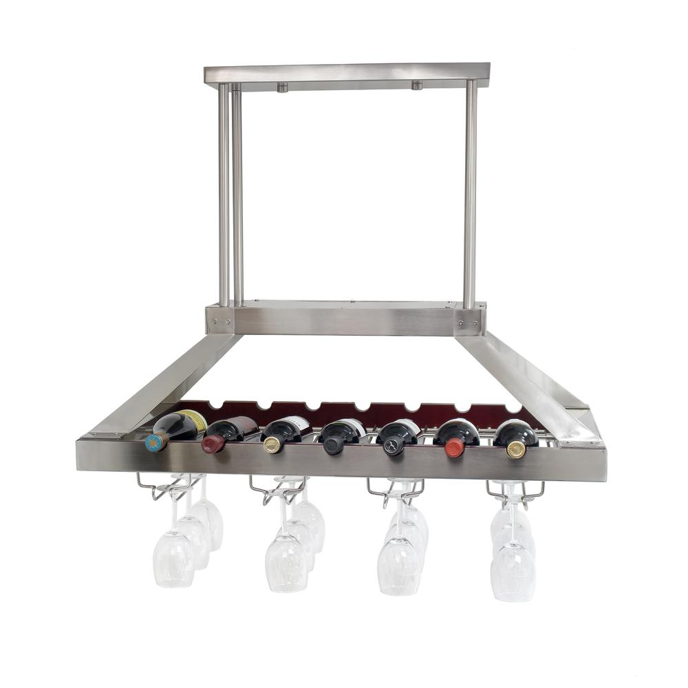 2 Light LED Overhead Wine Rack, Brushed Nickel – Stylish & Functional Wine Storage Solution