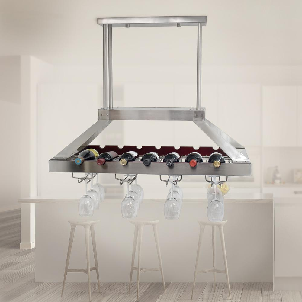 2 Light LED Overhead Wine Rack, Brushed Nickel – Stylish & Functional Wine Storage Solution