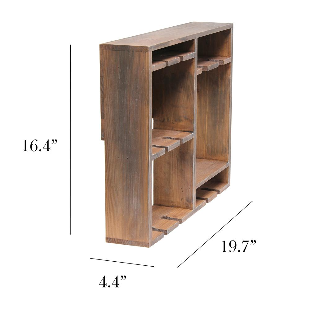 Bartow Wall Mounted Wood Wine Rack Shelf with Glass Holder, Restored Wood – Trendy Farmhouse Style