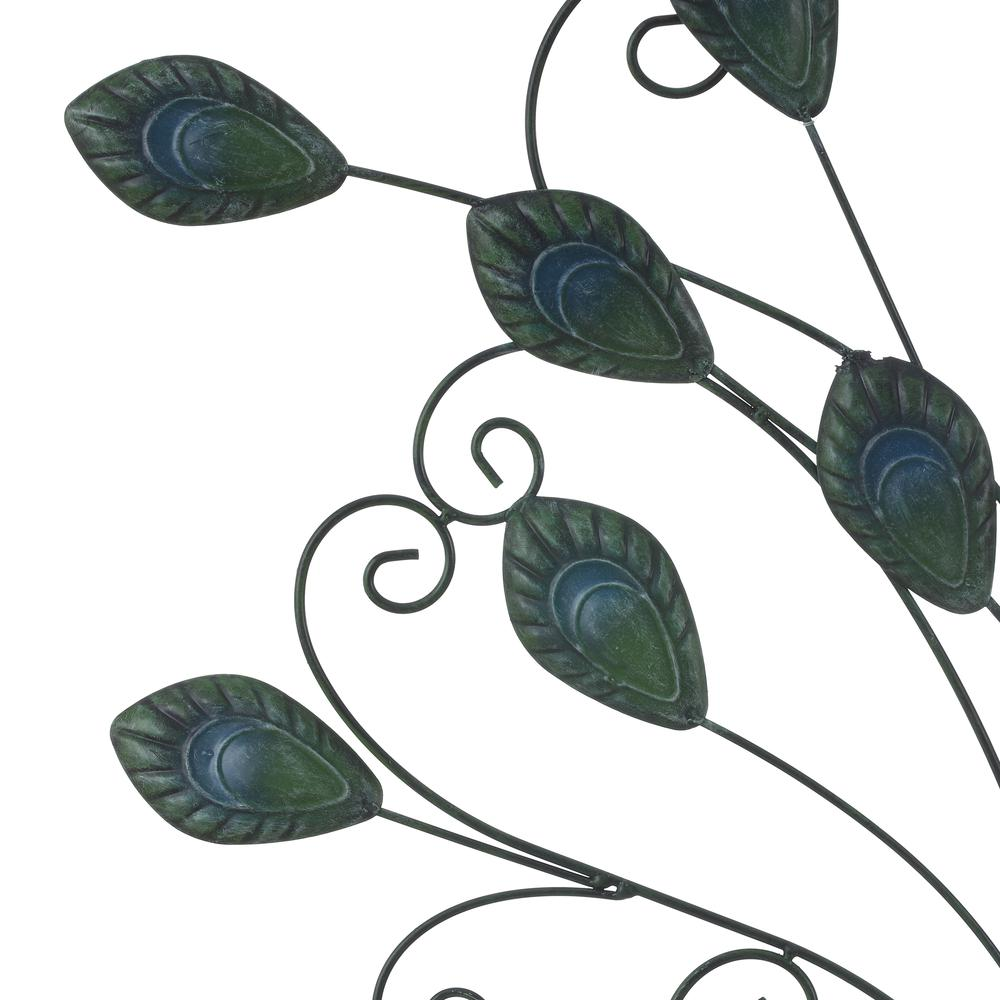 LuxenHome 29.5-Inch Peacock Metal and Glass Outdoor Wall Decor - Stunning Blue and Green Handcrafted Art