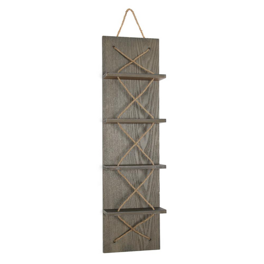 Positano Nautical Rope 4 Bottle Vertical Wall Mounted Wood Wine Rack - Rustic Gray | Elegant Wine Storage Solution