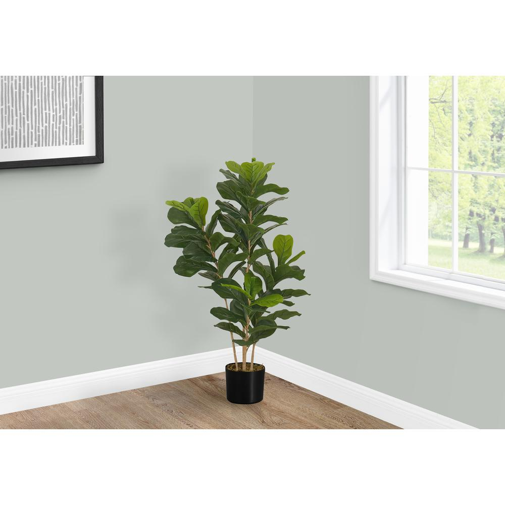 Artificial Plant, 41" Tall Fiddle Tree | Indoor Faux Fake Floor Greenery