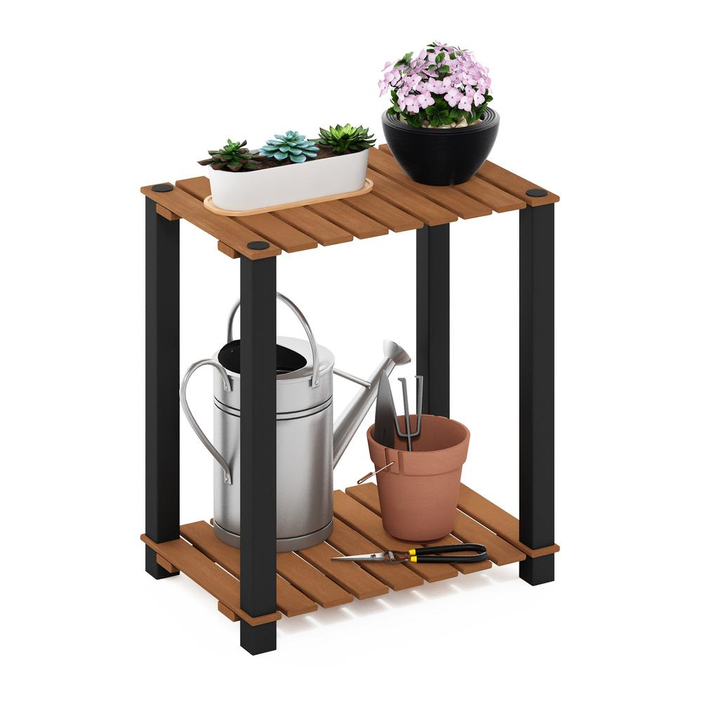 Pangkor 2-Tier Turn-N-Tube Indoor Outdoor Plant Shelf Rectangle Wood Stand