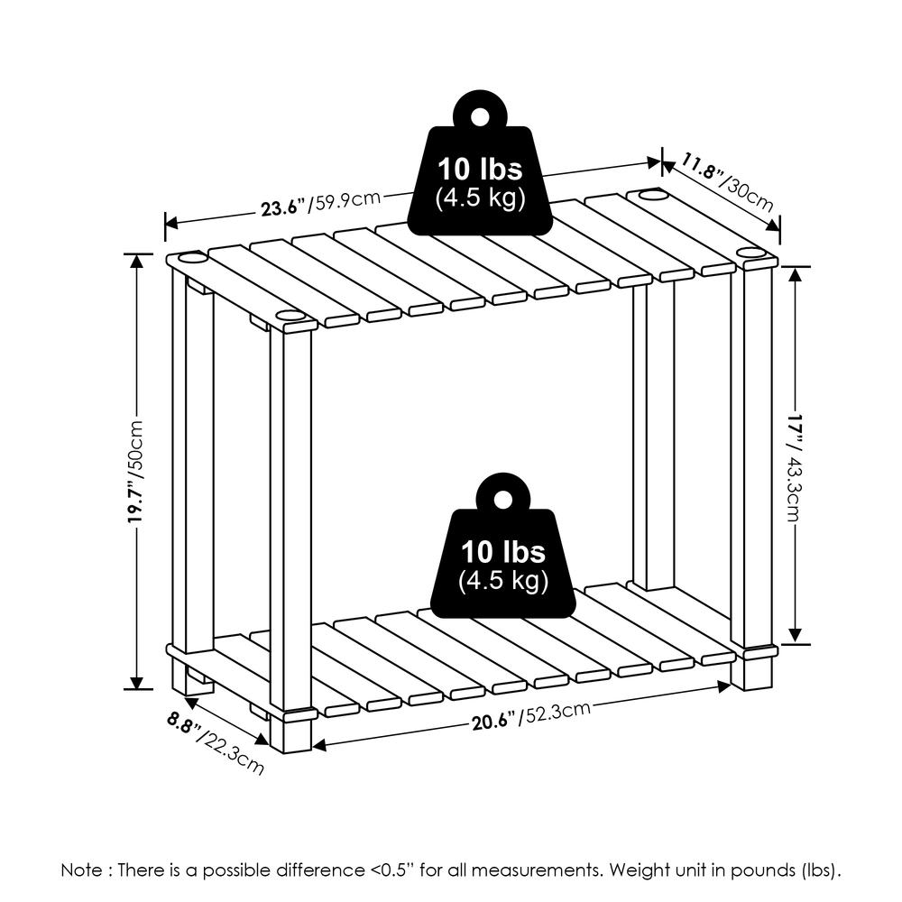 Pangkor 2-Tier Turn-N-Tube Indoor Outdoor Plant Shelf Rectangle Wood Stand