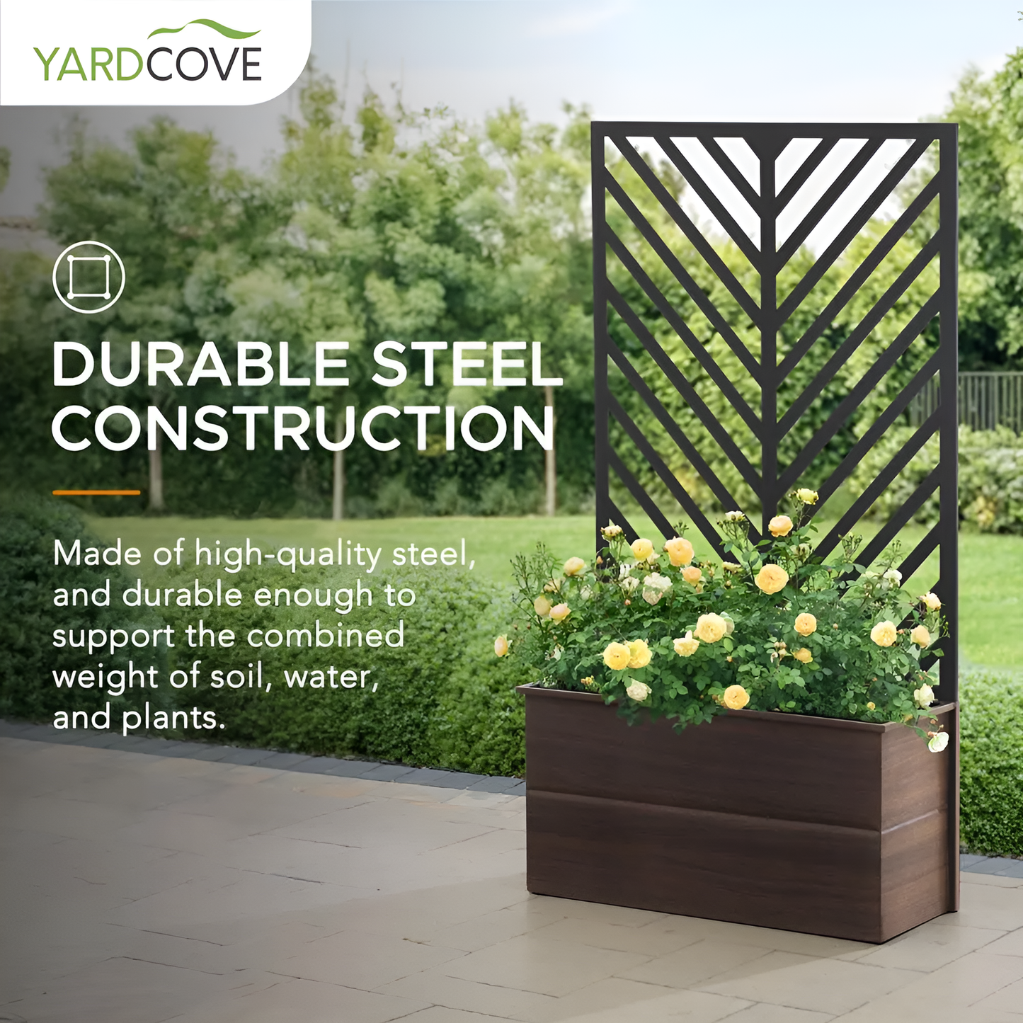 Sunjoy Marston Planter with Screen - Durable & Decorative Garden Trellis Planter for Climbing Plants