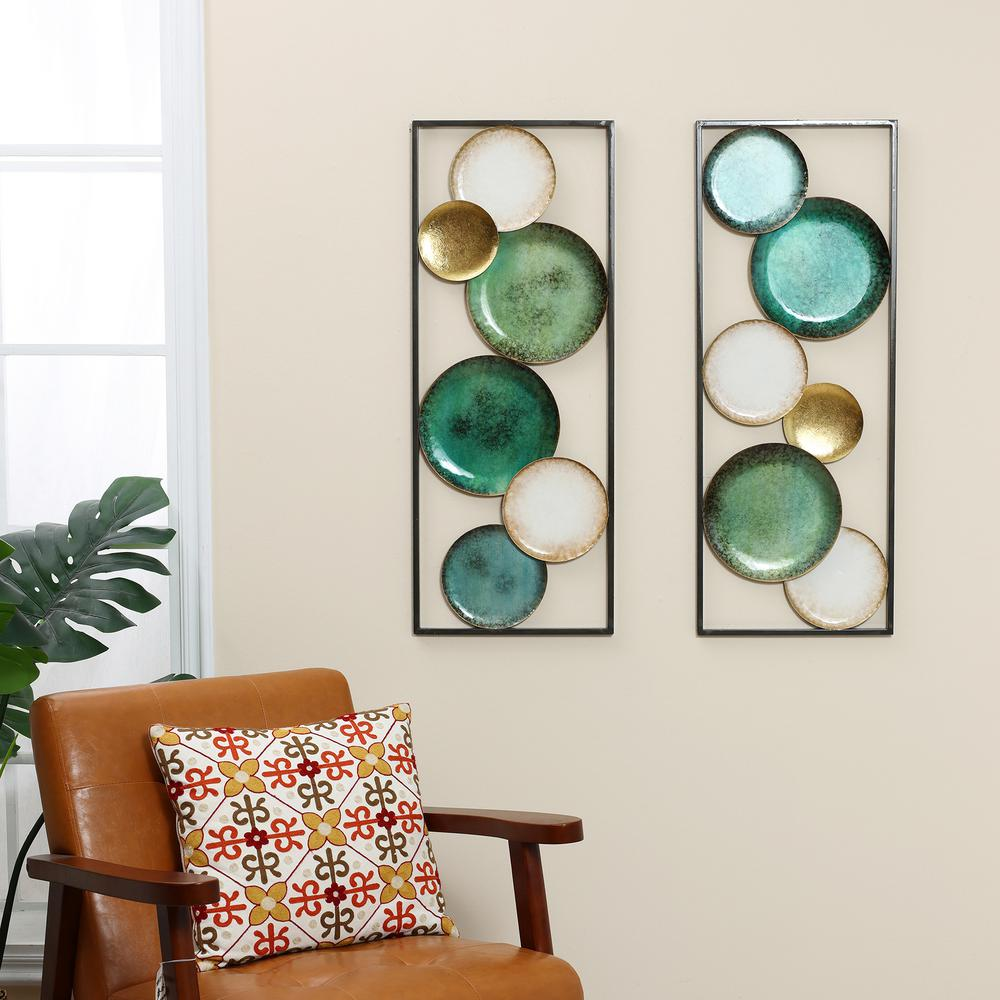 Set of 2 Coastal Abstract Geometrical Wall Decor Panels