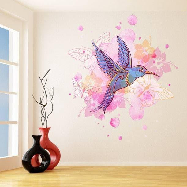 Colorful Hummingbird Wall Vinyl Sticker: Add Charm to Your Home Decor