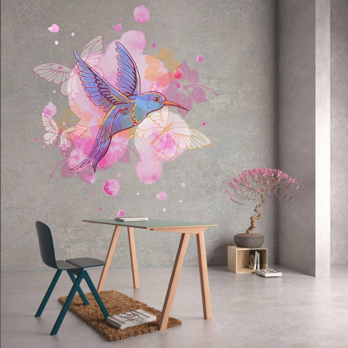 Colorful Hummingbird Wall Vinyl Sticker: Add Charm to Your Home Decor