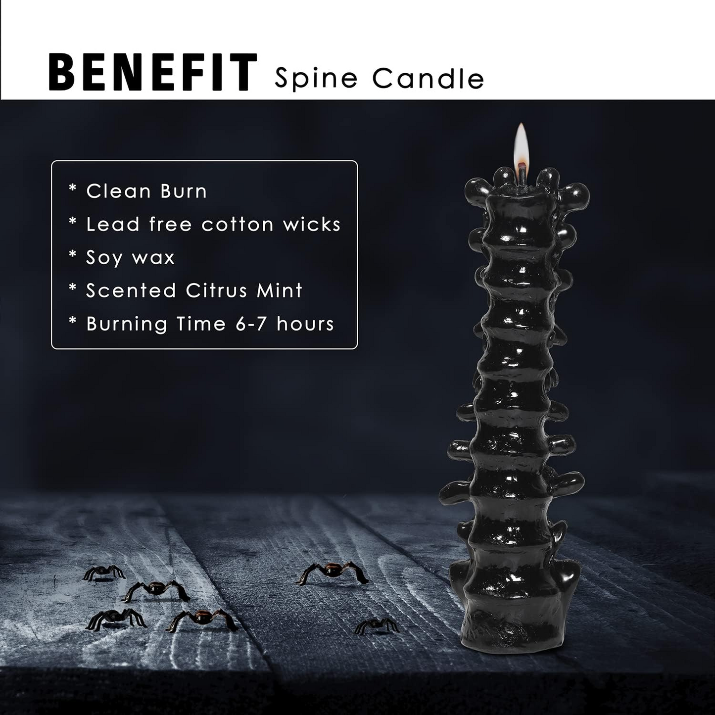 Zellinni Spine Candle - Spinal Cord Bone Decor for Bedroom Goth Candle Living Room