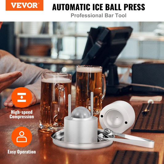 Ice Ball Press, 2.4" Ice Ball Maker Kit for Whiskey, Cocktail, Bourbon, Scot - Silver