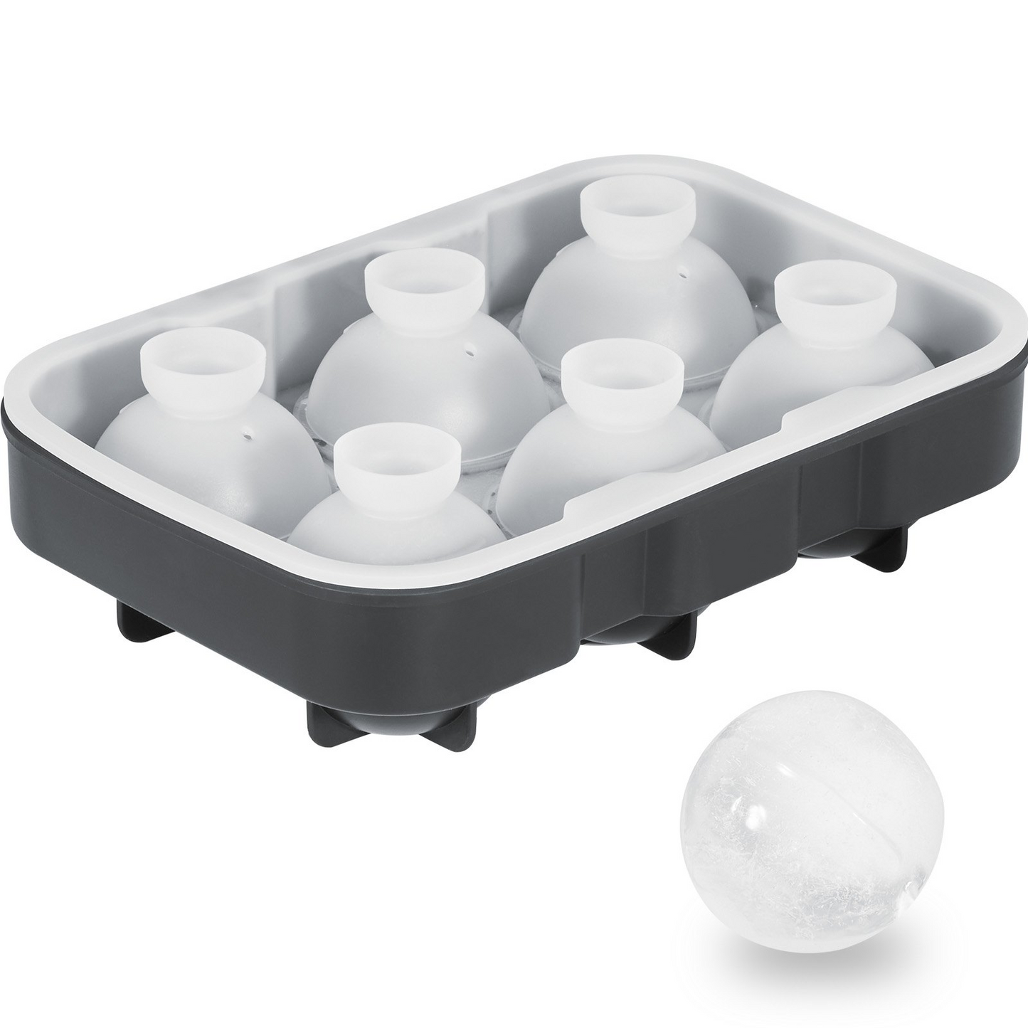 Ice Cube Trays (Set of 2) - 2-in-1 Combo with Silicone Sphere Ice Ball Maker & Large Square Ice Cube Maker with Lid - Reusable Easy Release BPA Free Ice Tray Set for Whiskey Cocktails Bourbon