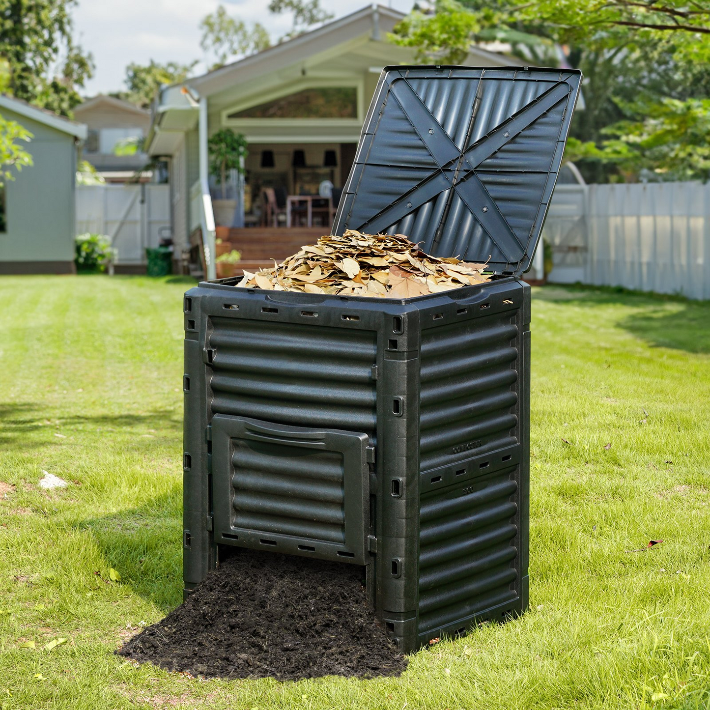 Garden Compost Bin 80 Gal - BPA Free Composter, Large Capacity Outdoor Composting Bin