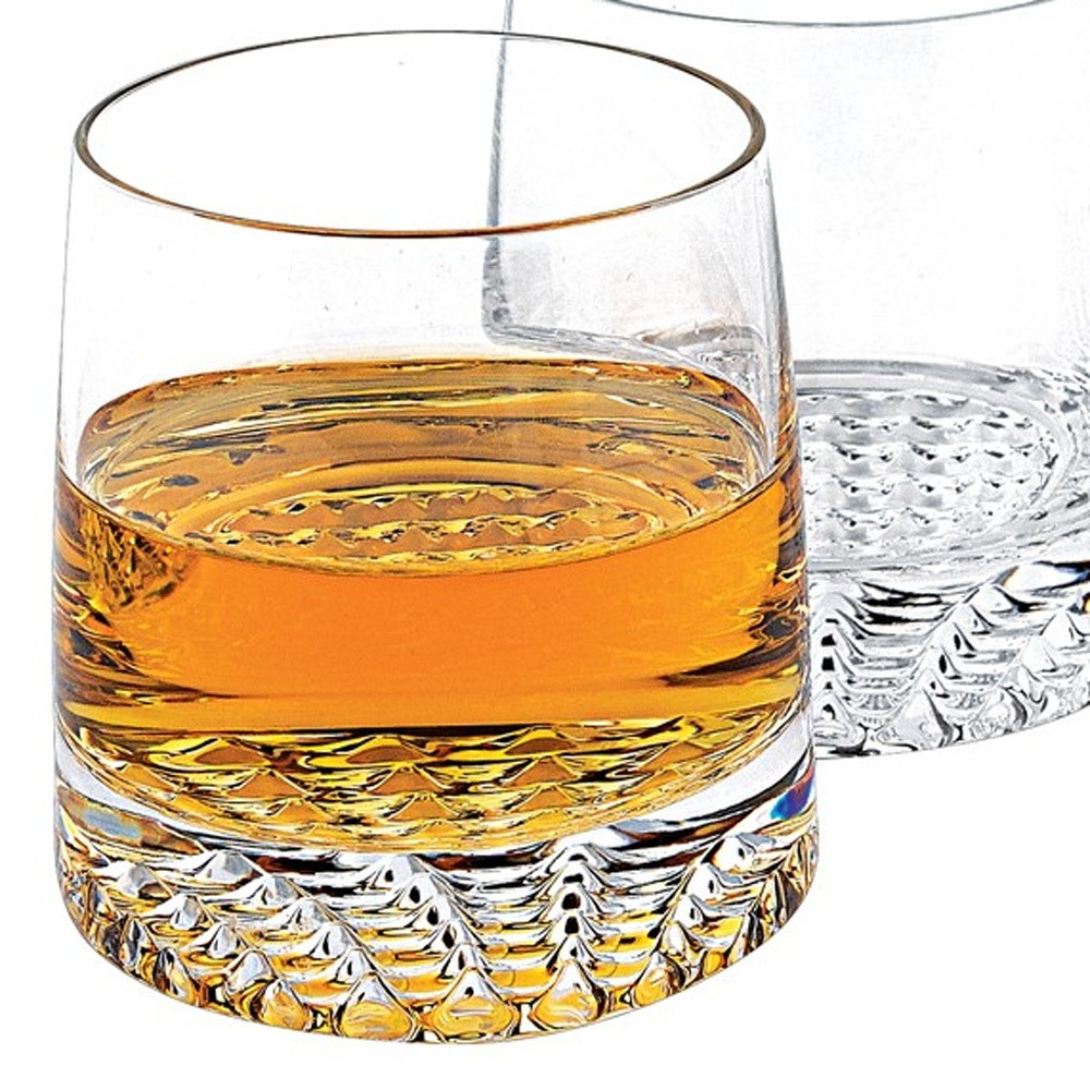 Mouth Blown European Crystal 5 Pc Whiskey Set - Elegant Whiskey Tumbler and Decanter Set