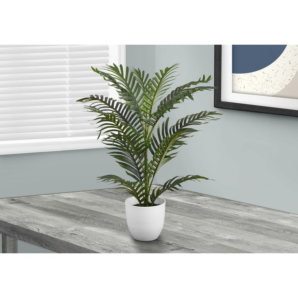 Artificial Plant, 28" Tall Palm Tree Indoor Faux Fake Floor Greenery