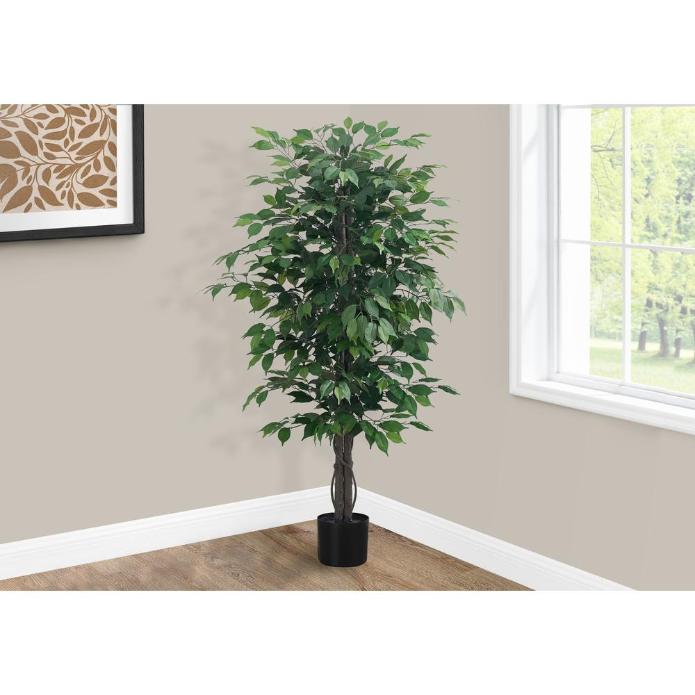 Artificial Plant, 58" Tall, Ficus Tree, Indoor, Faux, Fake, Floor, Greenery