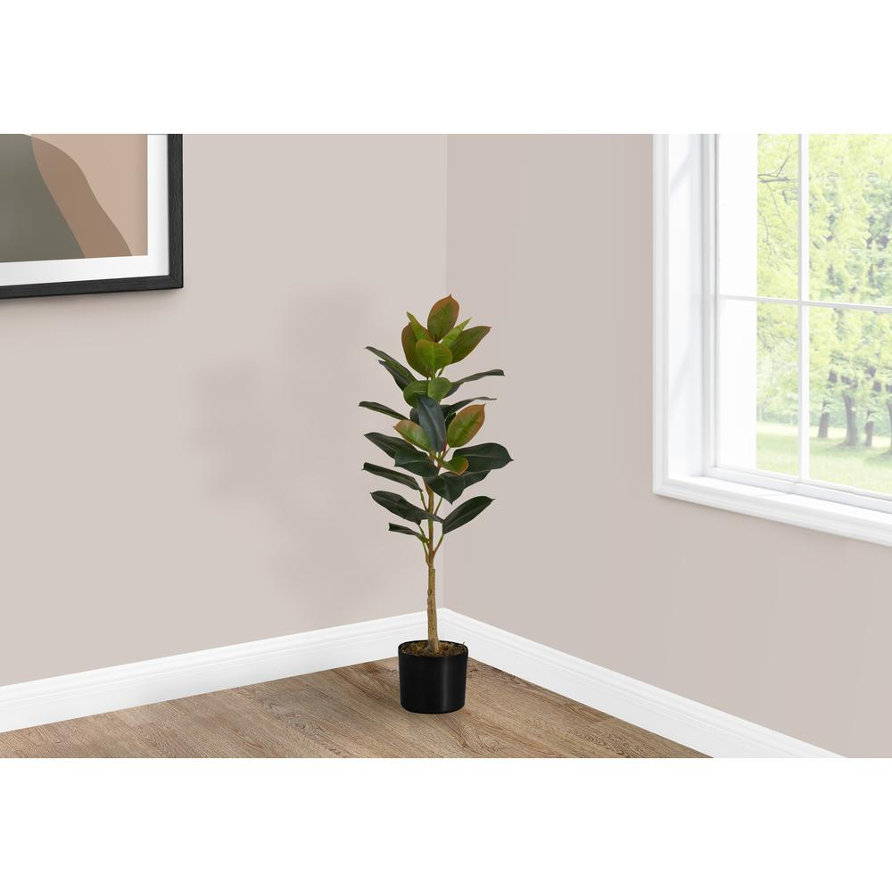 Artificial Plant, 40" Tall Rubber Tree | Indoor Faux Fake Floor Greenery