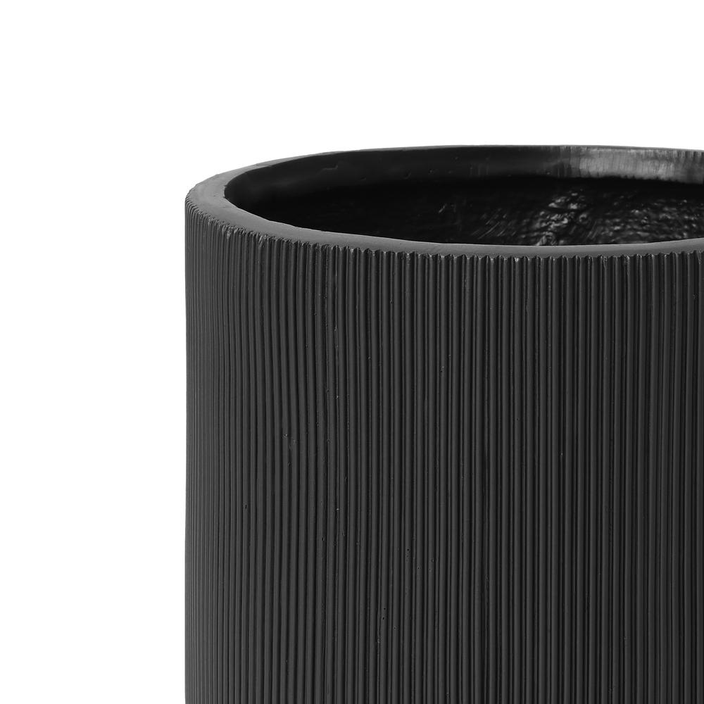 Stylish 14.8-Inch Round Black Stripes MgO Planter - Durable, Lightweight & Weather Resistant